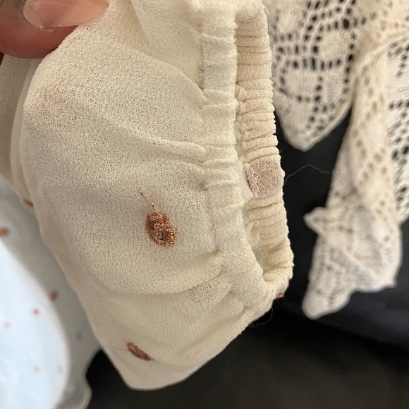 FREE PEOPLE - Polka Dot Long Sleeve Shirt (White/Rose Gold) - Picture 8 of 9